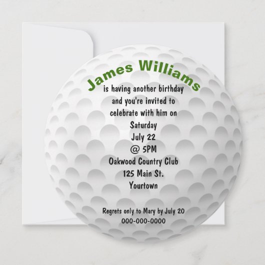 誕生日ゴルフボールパーティー招待状 招待状 (正面)
