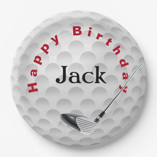 誕生日ゴルフボール及びクラブ ペーパープレート (正面)