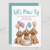 誕生日ゴールデンドールドッグスお誕生日ケーキ 招待状 (正面/裏面)