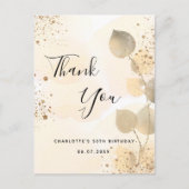 誕生日ゴールデンユーカリグリッター感謝していユー ポストカード (正面)