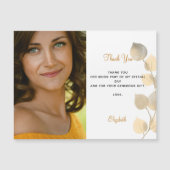 誕生日ゴールデンユーカリ感謝してい金ゴールドyou magnet マグネット招待状 (正面)