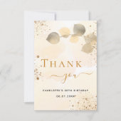 誕生日ゴールデンユーカリ金ゴールドグリッター秋 サンキューカード (正面)