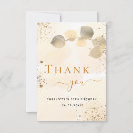 誕生日ゴールデンユーカリ金ゴールドグリッター秋 サンキューカード