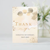 誕生日ゴールデンユーカリ金ゴールドグリッター秋 サンキューカード (スタンド正面)