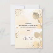 誕生日ゴールデンユーカリ金ゴールドグリッター秋 サンキューカード (裏面)