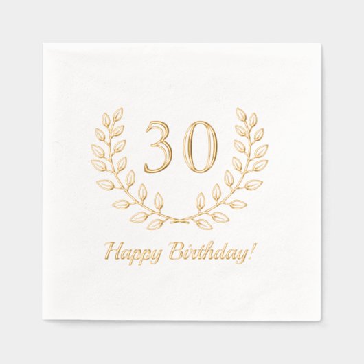 誕生日ゴールデンリースカスタム番号 箔ナプキン (正面)