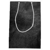 誕生日ゴールデンレトリエバーオンブラックレザー ミディアムペーパーバッグ (裏面)