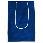 誕生日ゴールデンレトリエバーオンブルーレザー ミディアムペーパーバッグ (裏面)