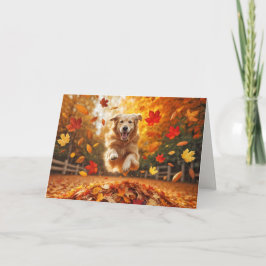 誕生日ゴールデンレトリバーが飛び込離れむ カード