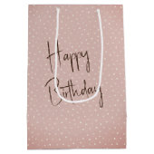 誕生日ゴールデンレトリバーでピンクのヘアカーラー ミディアムペーパーバッグ (裏面)