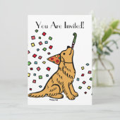 誕生日ゴールデンレトリバーの漫画の招待状 招待状 (スタンド正面)