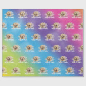 誕生日ゴールデンレトリバーオンレインボー ラッピングペーパー (フラット)