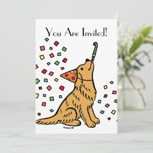 誕生日ゴールデンレトリバーマンガ招待状 招待状 (スタンド正面)