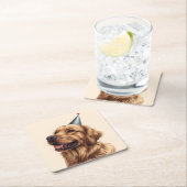 誕生日ゴールデンレトリーブドッグ スクエアペーパーコースター (インサイチュ)