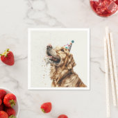 誕生日ゴールデンレトリーブドッグ スタンダードカクテルナプキン (インサイチュ)