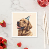 誕生日ゴールデンレトリーブドッグ スタンダードカクテルナプキン (インサイチュ)