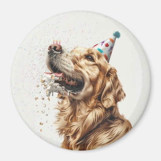 誕生日ゴールデンレトリーブドッグ マグネット (正面)