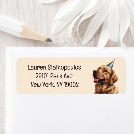 誕生日ゴールデンレトリーブドッグ ラベル (インサイチュ)