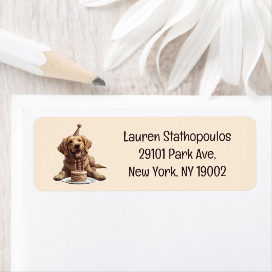 誕生日ゴールデンレトリーブドッグ ラベル (インサイチュ)