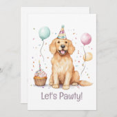 誕生日ゴールデンレトリーブドッグ 招待状 (正面/裏面)