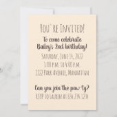 誕生日ゴールデンレトリーブドッグ 招待状 (裏面)