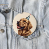 誕生日ゴールデンレトリーブドッグ 缶バッジ (インサイチュ)