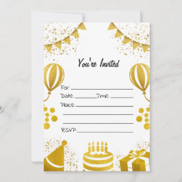 誕生日ゴールド空白のフォイル招待状 招待状
