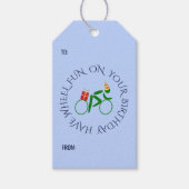 誕生日サイクカスタムリスト文字ブルー ギフトタグ (正面)