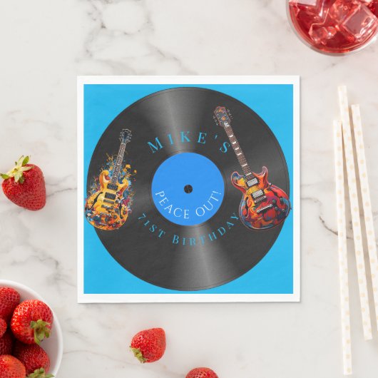 誕生日サイケデリックエレキギターのレコード スタンダードランチョンナプキン (インサイチュ)