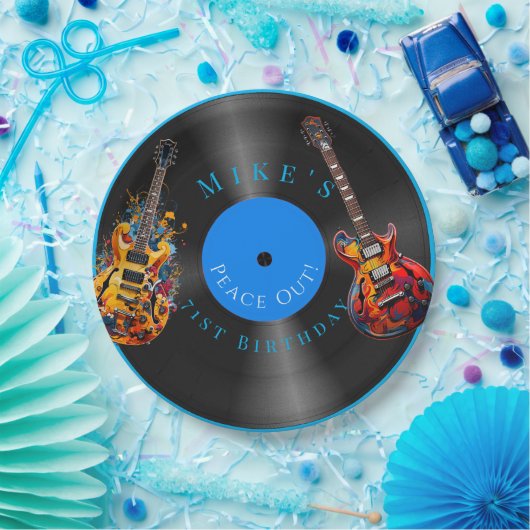 誕生日サイケデリックエレキギターのレコード ペーパープレート (パーティー)