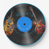 誕生日サイケデリックエレキギターのレコード ペーパープレート (正面)