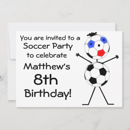 誕生日サッカーパーティの招待状 招待状 (正面)