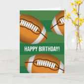 誕生日サッカー場とボールのタッチダウン カード (黄色い花)