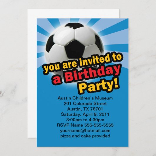 誕生日サッカー招待状 招待状 (正面/裏面)
