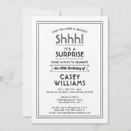 誕生日サプライズパーティーシーッ！シンプルエレガント 招待状