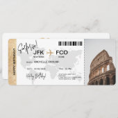 誕生日サプライズ航空券 旅行チケット 招待状 (正面/裏面)