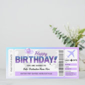 誕生日サプライズ飛行機贈り物チケットテンプレート 招待状 (スタンド正面)