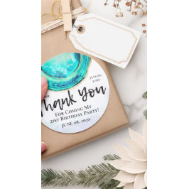 誕生日サンキューエレガントティール（緑がかった色）&金ゴールドゲートGeode ラウンドシール
