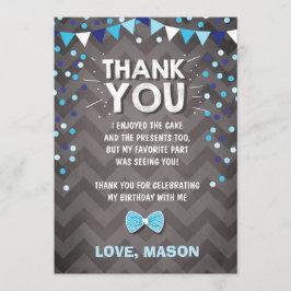 誕生日サンキューカードボーイワンネイビーブルーボウタイ 招待状