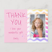 誕生日サンキューキッズフォトポストカードピンクガール ポストカード (正面)