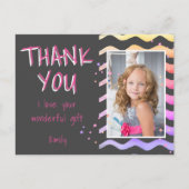 誕生日サンキューキッズフォトポストカードピンクガール ポストカード (正面)