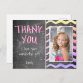 誕生日サンキューキッズフォトポストカードピンクガール ポストカード (正面/裏面)