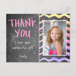 誕生日サンキューキッズフォトポストカードピンクガール ポストカード