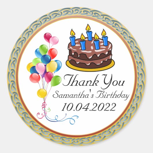 誕生日サンキューステッカー ラウンドシール (正面)
