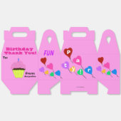 誕生日サンキューピンクカップケーキハートバルーン フェイバーボックス (見開き)
