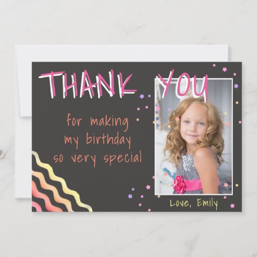 誕生日サンキューフォトカードスターガール サンキューカード (正面)