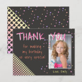 誕生日サンキューフォトカードハートとスターズガール ポストカード (正面/裏面)
