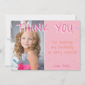 誕生日サンキューフォトカードピンクガール サンキューカード (正面)