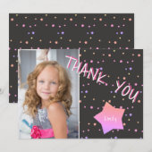誕生日サンキューフォトカードwith Stars Girl サンキューカード (正面/裏面)