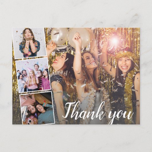 誕生日サンキューフォトコラージュ任意の年 ポストカード (正面)